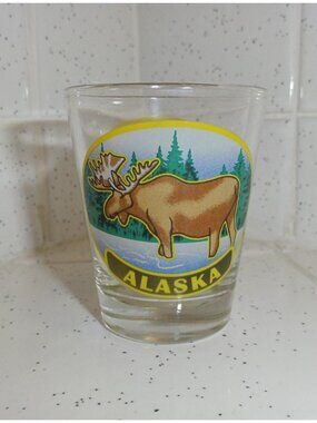 Vintage Alaska Moose Shot Glass barware souvenir